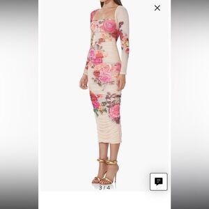 AFRM-Maggie Ruched Long Sleeve Body-Con Midi Dress - Size Small